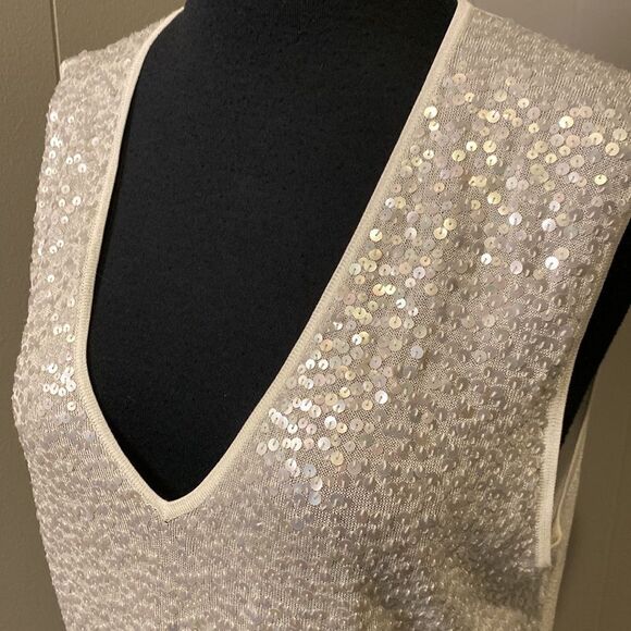 Linda Allard Ellen Tracy Extra Large Sleeveless Tank Fine Knit Sequin Sweater - Picture 2 of 6